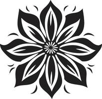 intrincado floración contorno monocromo bosquejo engrosado flor bosquejo negro diseño icono vector