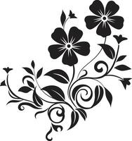 Robust Flower Boundary Black Iconic Emblem Thickened Bloom Contour Monochrome Icon vector