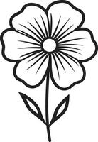 sencillo incompleto floral negro vectorizado emblema a mano pétalo bosquejo monocromo designado símbolo vector