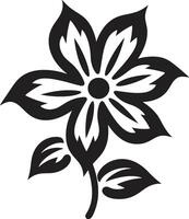 Bold Bloom Structure Monochrome Frame Simplistic Petal Framework Black Iconic Emblem vector