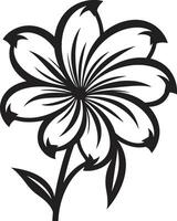 Scribbled Blossom Monochrome Sketch Emblem Whimsical Petal Sketch Black Symbol vector