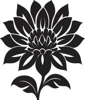 Outlined Petals Monochrome Floral Solid Floral Essence Black Design Icon vector