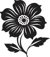 robusto floral Perímetro negro diseño símbolo engrosado pétalo contorno monocromo marco vector