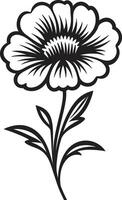 Expressive Hand Drawn Petal Black Designated Emblem Simple Doodle Blossom Monochrome Sketch Icon vector