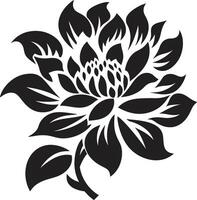 Bold Botanical Stroke Black Emblem Robust Petal Framework Monochrome Symbol vector