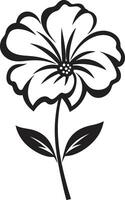 artístico pétalo bosquejo mano dibujado monocromo icono caprichoso floral gesto negro designado logo vector
