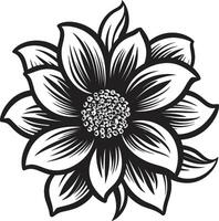 elegante floral elemento monocromo diseño pulcro pétalo emblema icónico monótono vector