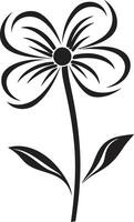 Handcrafted Doodle Flower Monochrome Icon Scribbled Bloom Outline Black Hand Drawn Symbol vector