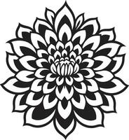 Elegant Floral Monochrome Emblem Sleek Bloom Emblem Iconic Monotone vector