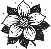 singular florecer símbolo negro icono detalle artístico flor impresión monótono vector
