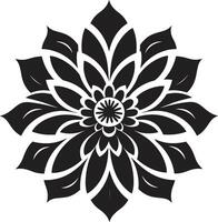 Simplistic Blossom Outline Monochrome Iconic Design Robust Flower Boundary Black Iconic Emblem vector