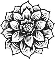 Petite Blossom Emblem Monochrome Design Single Flower Silhouette Stylish Logo vector