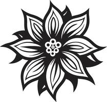 Chic Flower Symbol Black Icon Stylish Botanical Impression Monochrome Emblem vector