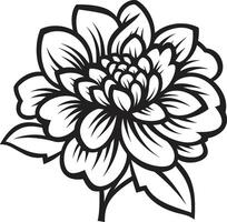 Singular Bloom Monochrome Iconic Art Elegant Petal Essence Black Logo vector