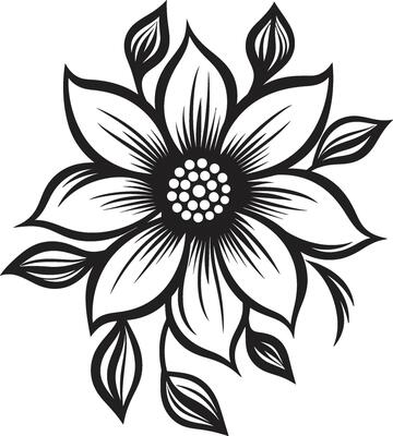 Singular Bloom Elegance Graphic Design Chic Petal Emblem Monochrome Logo Icon