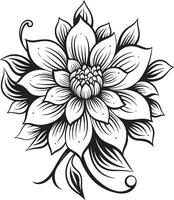 Ethereal Flower Black Symbol Sleek Floral Icon Monochrome Emblem vector