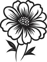 Artistic Floral Gesture Hand Drawn Emblematic Sketch Handcrafted Doodle Flower Monochrome Icon vector