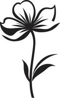 Hand Rendered Flower Sketch Monochrome Emblematic Icon Playful Petal Outline Black Design vector