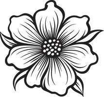 Monochrome Bloom Essence Emblematic Icon Singular Petal Silhouette Black Emblem vector