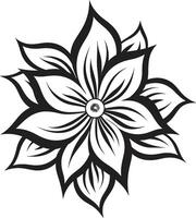 Graceful Floral Elegance Black Emblem Detail Minimalistic Bloom Iconic Symbol Detail vector