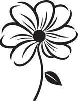 Casual Bloom Sketch Black Hand Drawn Emblem Scribbled Floral Essence Monochrome Design Symbol vector
