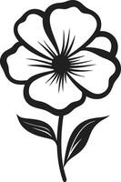 Artisanal Flower Gesture Monochrome Hand Drawn Logo Handcrafted Petal Doodle Black Vectorized Icon vector