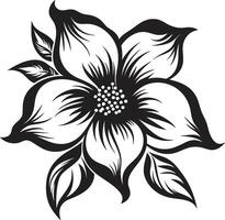 Minimalistic Bloom Symbol Iconic Design Elegant Floral Element Monochrome Design vector