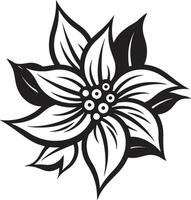 Minimalistic Blossom Emblem Black Iconic Detail Stylish Floral Element Monochrome Symbol vector