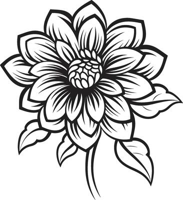 Minimalistic Floral Silhouette Emblematic Design Botanical Elegance Black Icon