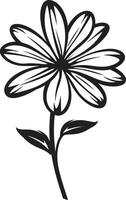 Whimsical Petal Sketch Black Designated Logo Artistic Floral Gesture Hand Drawn Emblematic Sketch vector