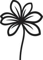 mano dibujado pétalo emblema monocromo bosquejo casual floración bosquejo negro mano dibujado emblema vector