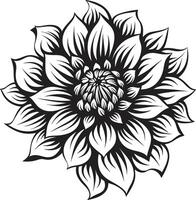 elegante pétalo diseño negro icono elegante monocromo flor icónico gracia vector