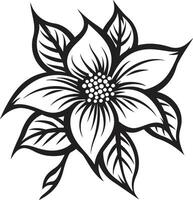 Stylish Monochrome Bloom Iconic Grace Ethereal Flower Impression Emblematic Design vector