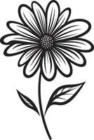 Scribbled Floral Essence Monochrome Design Symbol Artisanal Blossom Doodle Black Logo vector