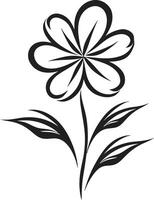 Whimsical Floral Design Hand Drawn Emblematic Icon Artisanal Bloom Sketch Black Hand Drawn Logo vector