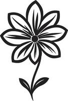 Whimsical Blossom Sketch Black Design Icon Hand Rendered Floral Charm Monochrome Emblematic Sketch vector