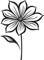 Expressive Floral Design Hand Drawn Symbolic Icon Freehand Sketch Flower Black Monochrome Symbol vector