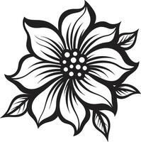 Artistic Floral Impression Monotone Botanical Elegance Iconic Emblem vector