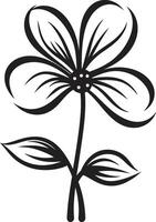 caprichoso garabatear floración monocromo vectorizado marco elegante mano dibujado flor negro designado emblema vector