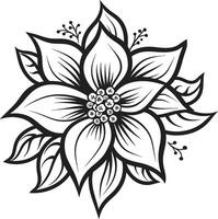 Minimalistic Bloom Iconic Symbol Sophisticated Floral Chic Monochrome Detail vector