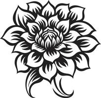 Sleek Blossom Element Logo Graphic Chic Botanical Emblem Black Icon Design vector