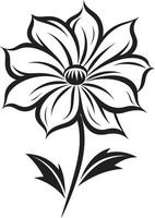 botánico elegancia icónico emblema agraciado flor negro firma vector
