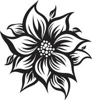 Sleek Floral Icon Monochrome Emblem Mark Single Petal Elegance Chic Detail vector