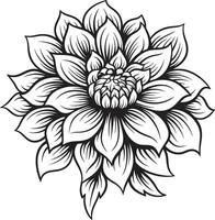 pulcro pétalo icono icónico emblema elegante monocromo flor diseño gracia vector