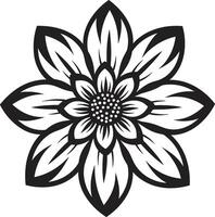 Freehand Sketchy Flower Black Emblem Whimsical Floral Design Hand Drawn Emblematic Icon vector