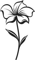 Expressive Flower Sketch Black Design Logo Freehand Bloom Outline Monochrome Symbol vector