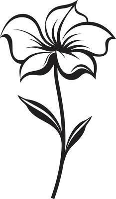 Expressive Flower Sketch Black Design Logo Freehand Bloom Outline Monochrome Symbol