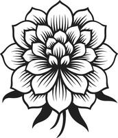 elegante soltero flor diseño emblemático icono artístico pétalo impresión negro logo vector