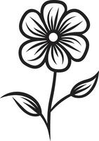 Whimsical Doodle Gesture Black Design Emblem Casual Blossom Sketch Monochrome Emblematic Icon vector