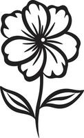 Artistic Flower Sketch Hand Drawn Icon Whimsical Doodle Gesture Black Design Emblem vector